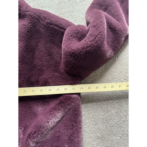 Abercrombie & Fitch M Teddy Coat Fluffy Cozy Burgundy - Picture 5 of 10
